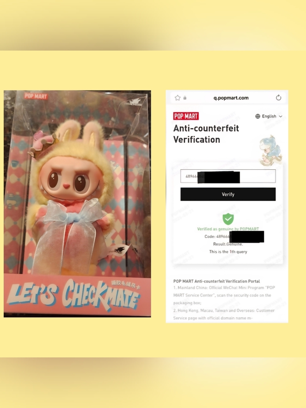 Authentic New POP MART "Let's Checkmate" Labubu